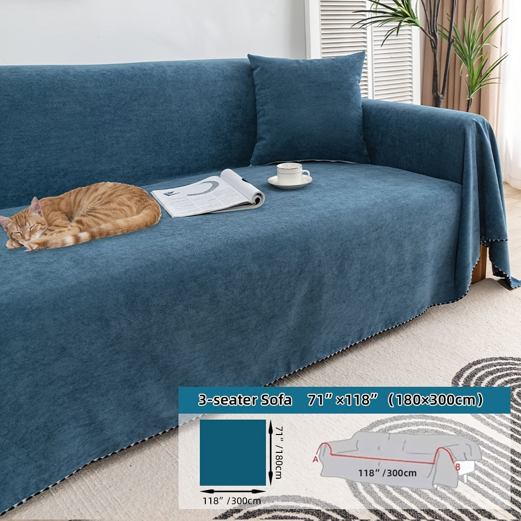 Multi-season, pet-friendly sofa cover with minimalist design protects against scratches, machine washable, ideal for L-shaped and single-seat sofas.