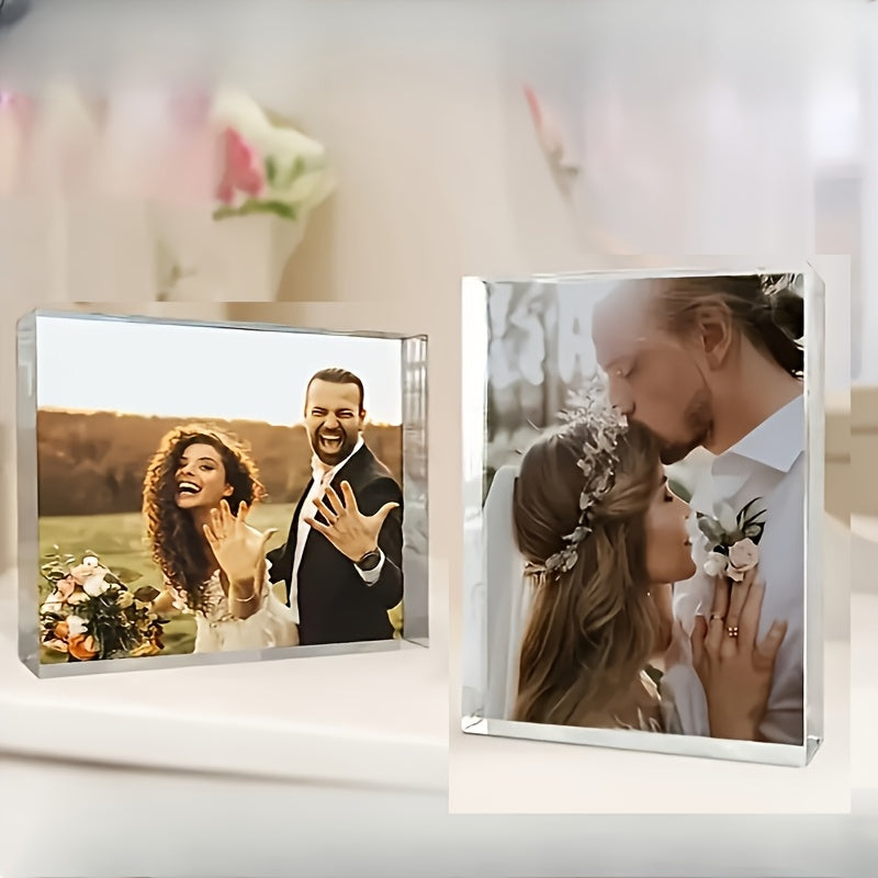 Unique Acrylic Photo Block - Customize Your Own Sleek Rectangular Sculpture Frame for Anniversary Present, Ideal for Enhancing Home, Office, or Commercial Spaces, Great for Adding a Stylish Touch to any Room