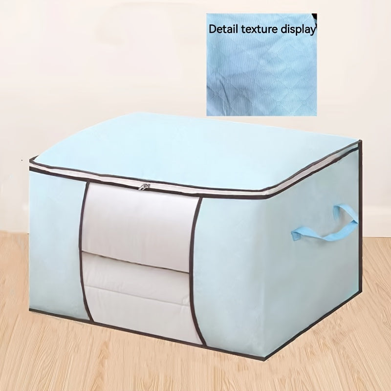 Extra-Large Non-Woven Cotton Quilt Storage Bag, Portable Closet Organizer for Comforters, Blankets, Bedding, and Clothing - Stand-Alone Clothes Storage Solution with Enclosed Storage and Compact Height, Ideal for Mounted Closet Systems.