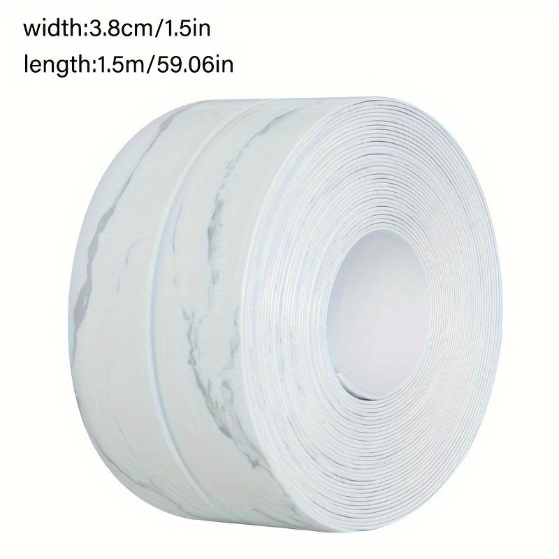 Waterproof white caulk tape for bath & kitchen - self-adhesive PVC sealant strip, ideal for bathtubs, toilets & countertops, creates durable water barrier.