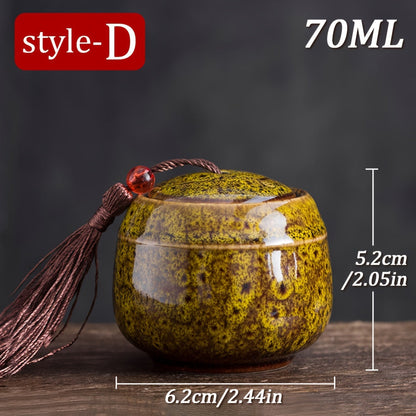 Ceramic Mini Tea Can - 1 piece, 70ml - Ideal for Candy, Coffee Powder, Matcha - Portable Travel Pot with Sealed Lid - Food Safe Container with dimensions 5.59x10.41 cm