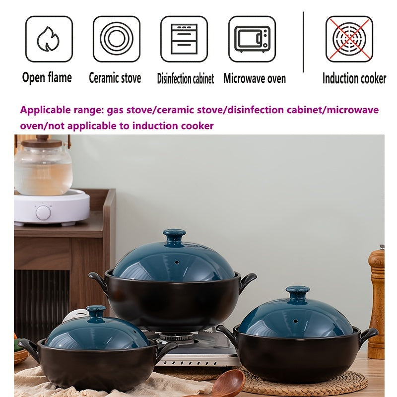 High-quality ceramic wok with emerald green lid, designed for high temperatures and non-stick cooking. This versatile stew pot is perfect for use on open flame gas burners, ideal for making soup or steaming dishes in your kitchen. A must-have addition to