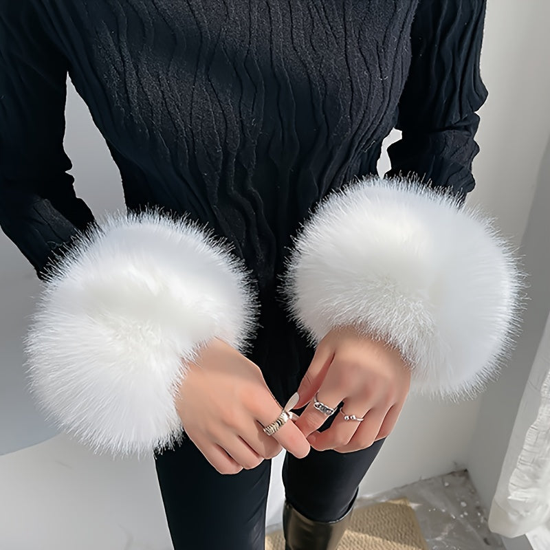 Faux Fur Sleeve Covers for Women: Stylish, Warm, and Versatile Addition to Your Wardrobe, Perfect for Sweaters and Dresses.