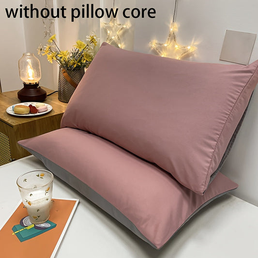 Get two ultra-soft brushed polyester pillowcases, weighing 90g each in a sleek light purple color. These rectangular pillowcases measure 50.8x76.2cm and feature an envelope closure. They are machine washable and perfect for adding cozy comfort to your