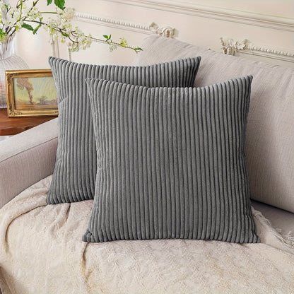 Bohemian style pillow cover with striped pattern, zipper closure, and woven polyester material. Hand wash only. Ideal for sofa, living room, bedroom, or farmhouse decor. Gift-friendly packaging. 1 piece per pack.