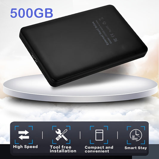 500GB Ultra-portativ 2.5 dyuymli USB 3.0 qattiq disk PC, noutbuk va tashqi foydalanish uchun. Drayversiz o'rnatish, ixcham va engil dizayn, aqlli moslik bilan.