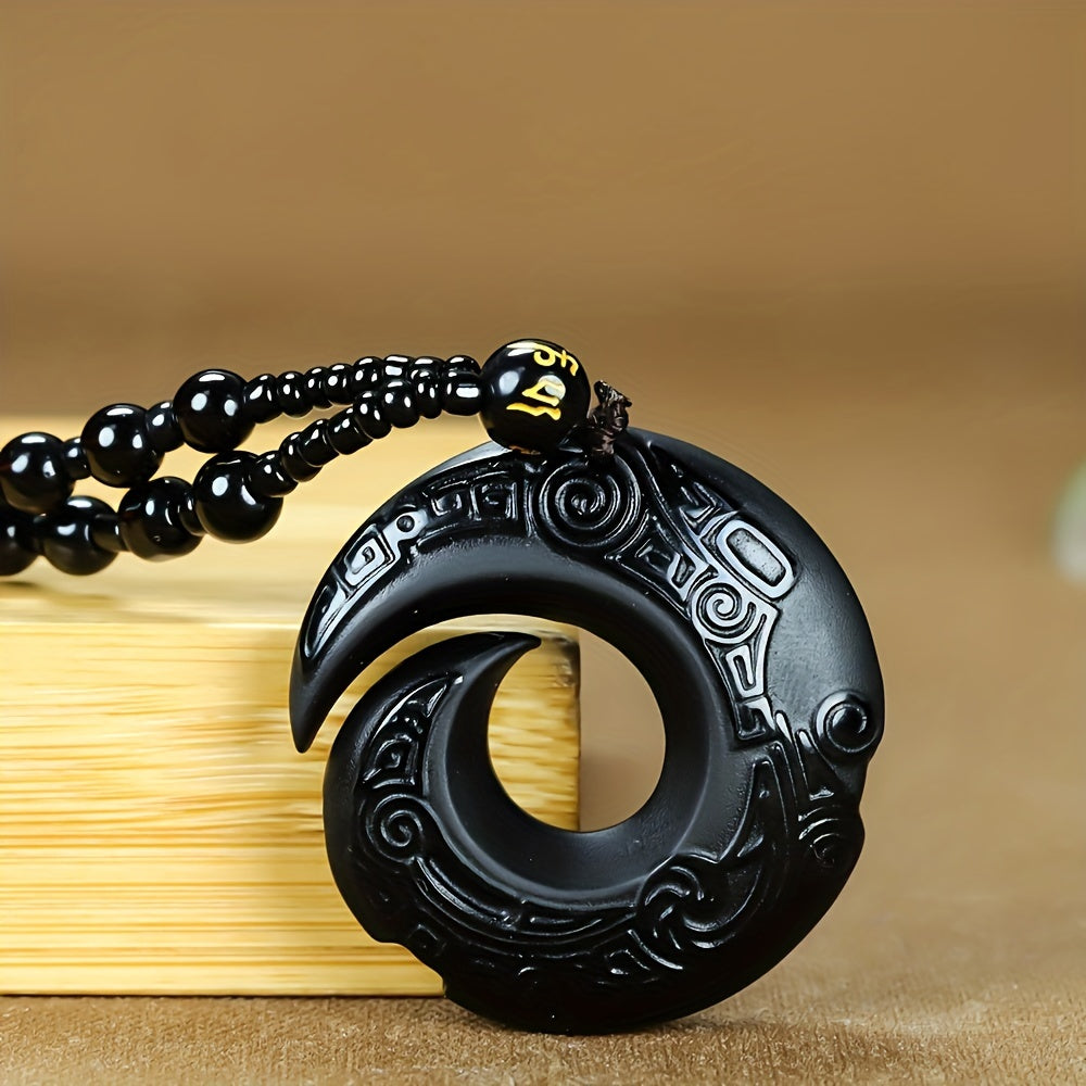 1pc elegant Obsidian Pendant suitable for both men and women, serves as a Good Luck Necklace. This natural stone design jewelry gift is perfect for those who appreciate fashion and style.