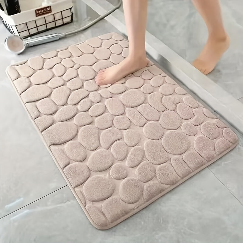 Soft and fluffy pebble design coral fleece bathroom floor mat with quick-drying non-slip rug. Fashionable, durable, and suitable for home decoration. Easy to use.