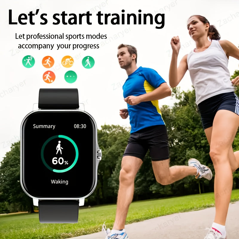 Pink smartwatch with 4.65cm HD display, wireless 5.0, monitor & step counter. Stylish fitness tracker with voice assistant, USB rechargeable, multi-sport modes, music control, call