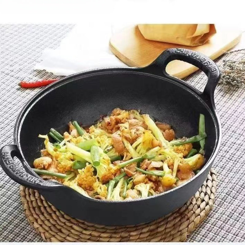 Pre-seasoned cast iron skillet with dual handles - non-stick and durable cookware for outdoor grilling and camping, mini and versatile