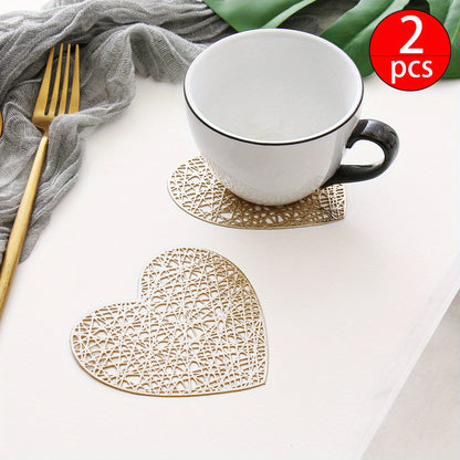 Set of 2 or 4 heart-shaped coasters for Western food, weddings, and home decor.