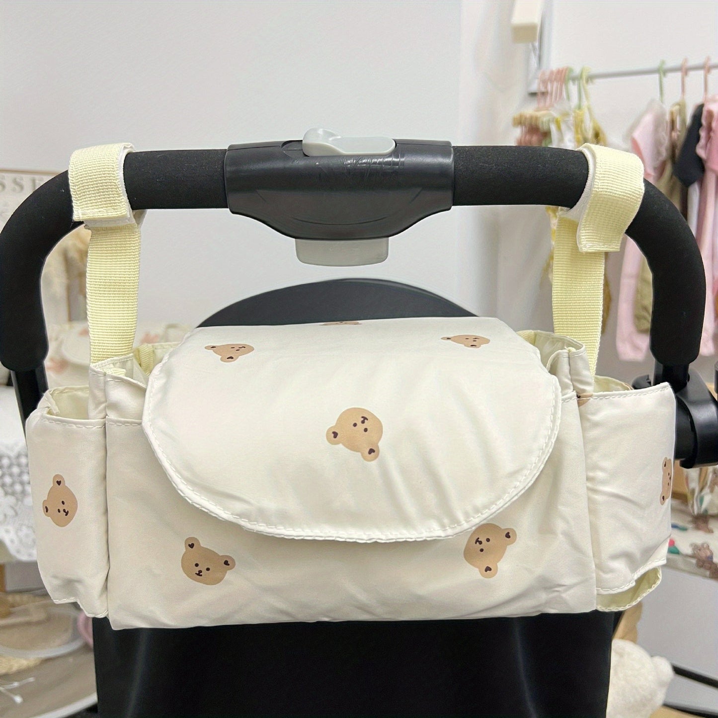 Adorable Hanging Storage Bag for Korean Baby Strollers - Organize Shelf, Store Essentials like Phones, Bottles, and More!