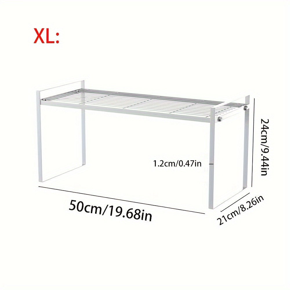 Modern Metal Kitchen Storage Rack, Double-Tier Shelf Organizer for Cabinets & Counters, Multifunctional Open-Storage Island for Spices, Utensils, Microwave - Can be Used Without Electricity, Made Without Wood Materials