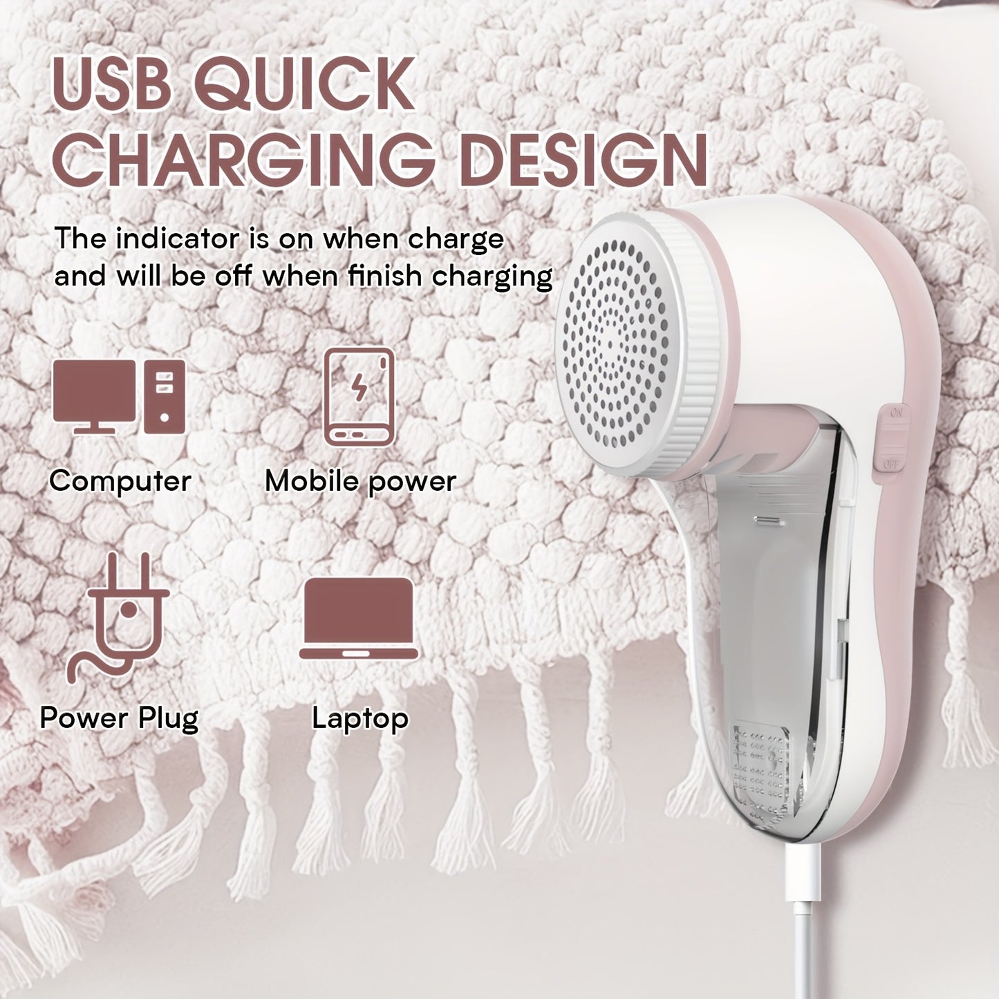 1 set including a 2-in-1 fabric shaver with built-in lint roller and 6-leaf blade USB rechargeable sweater shaver for removing lint and fuzz from clothes, bedding, furniture, carpet, and