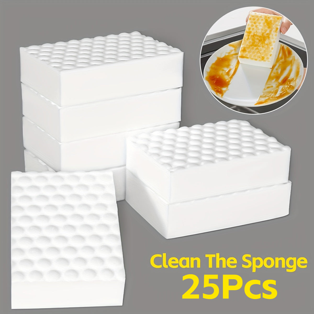 25-Pack of Magic Cleaning Sponges - Dual-Layer Compressed Melamine Foam Erasers for Household Kitchen Cleaning, Dishwashing Pads, Nano Sponge Blocks for Glass and Metal Surfaces