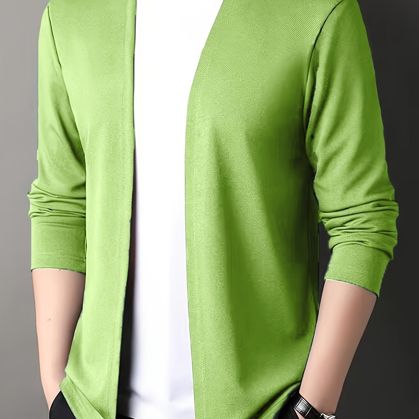 Men's slim-fit knitted cardigan for outdoor activities.