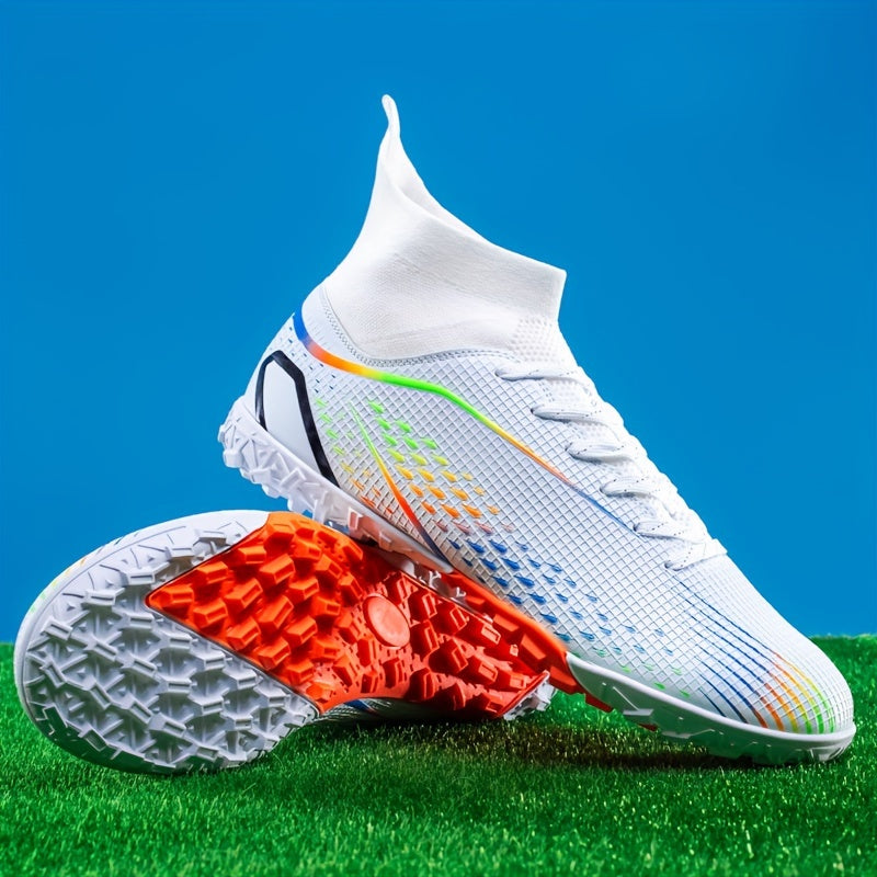 Professional high-top soccer cleats for training and competition, made from breathable PU material suitable for all seasons.