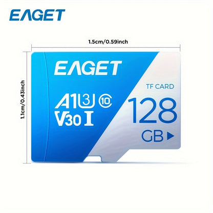 EAGET 128GB SD Card, V30, A1 Class 10, High-Speed, Long-lasting, Compatible with Multiple Devices, Ideal Gift for Birthday/Easter/Boy/Girlfriend