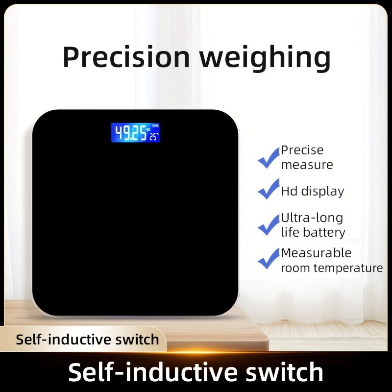 Wireless digital weight scale for accurate measurements, rechargeable via USB.