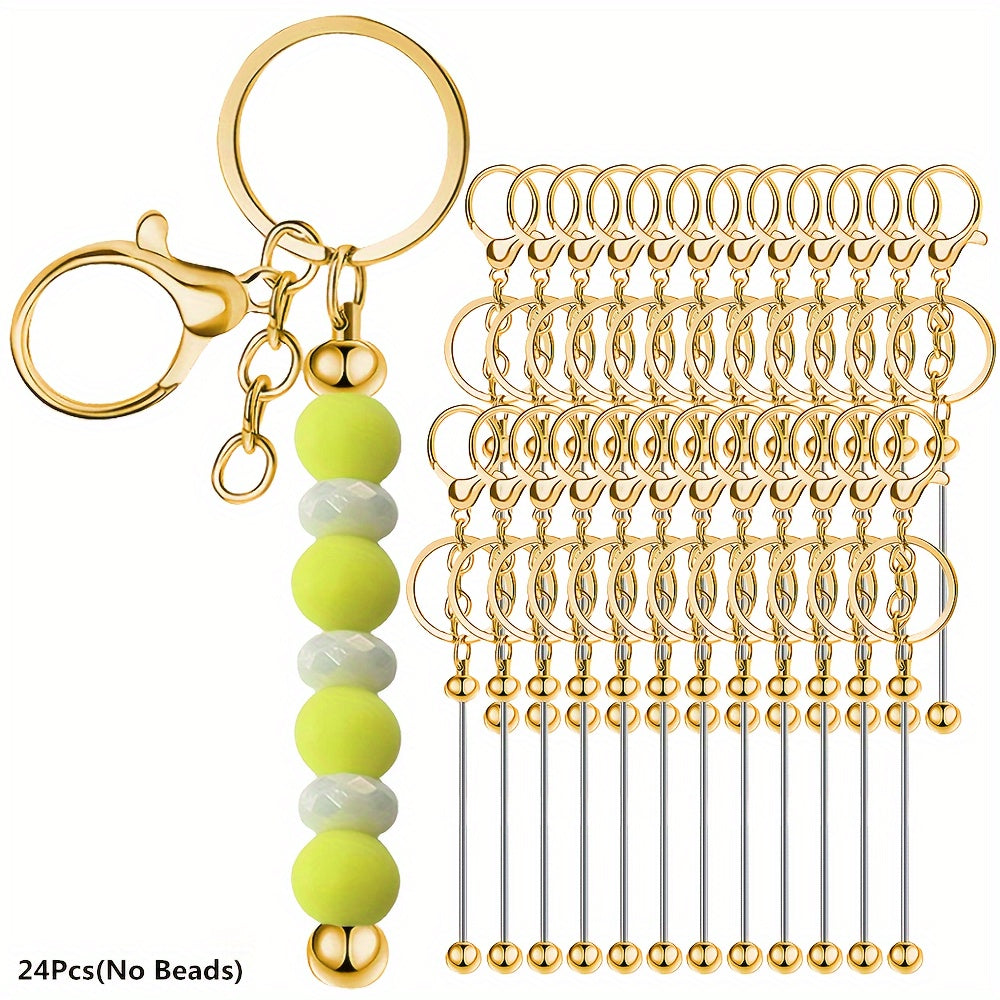 Top Pick: Set of 24 Metal Beadable Keychain Bars, Unfinished DIY Craft Charms for Making Jewelry Pendants and Keychains, Great for Christmas or Valentine's Day Gifts