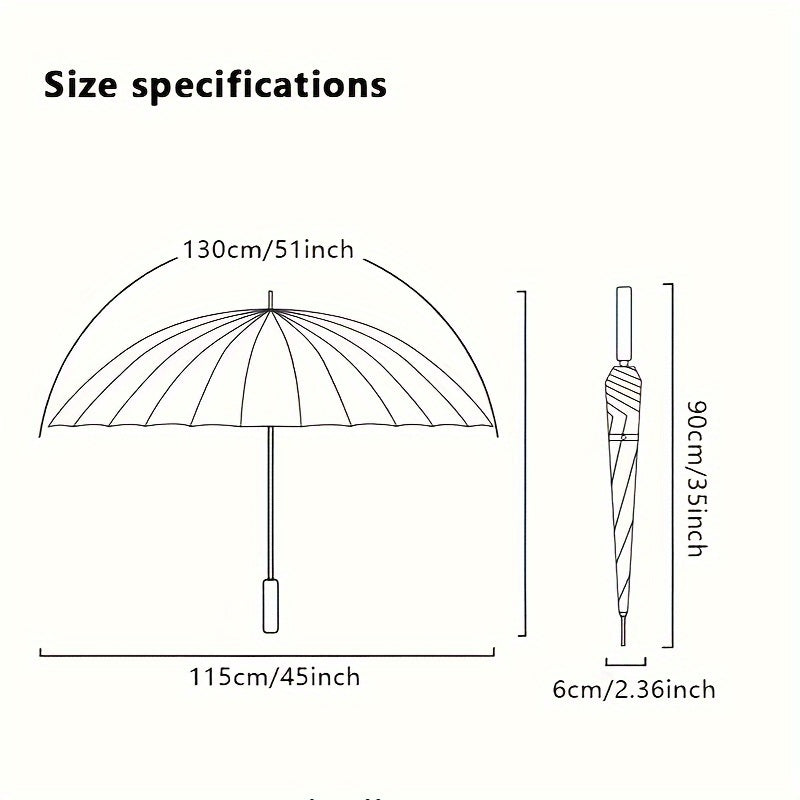 Men's 24-Bone Long Handle Straight Rod Umbrella Home Large Size Reinforced Windproof Business Black Umbrella Special Rain Umbrella.