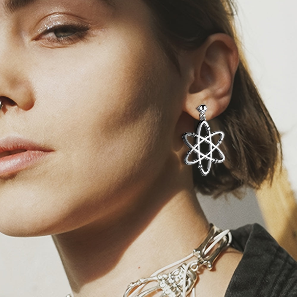 Science-themed Dangle Earrings Featuring Atoms with Six Electrons - Unique Gift for Biology and Chemistry Enthusiasts