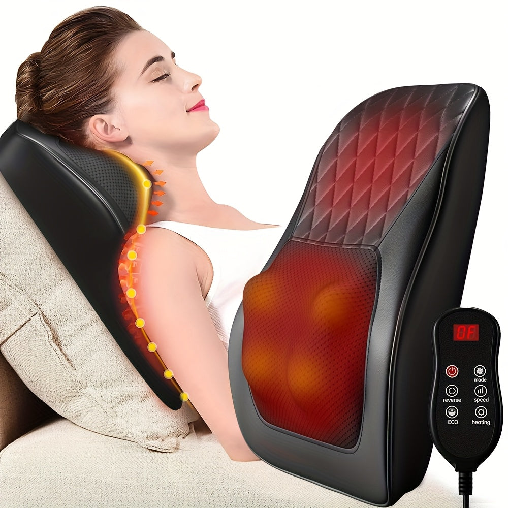 3D kneading massage pillow with heat and USB rechargeable polyester back massager for neck, shoulder, and leg. Family grade, unscented with 2000mAh lithium battery for home office