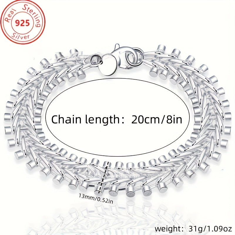 This bracelet is made of high-quality S925 sterling silver featuring a double bead chain design. It is beautifully crafted with exquisite silver detailing, embodying a fashionable retro style. This versatile piece is perfect for everyday wear or special