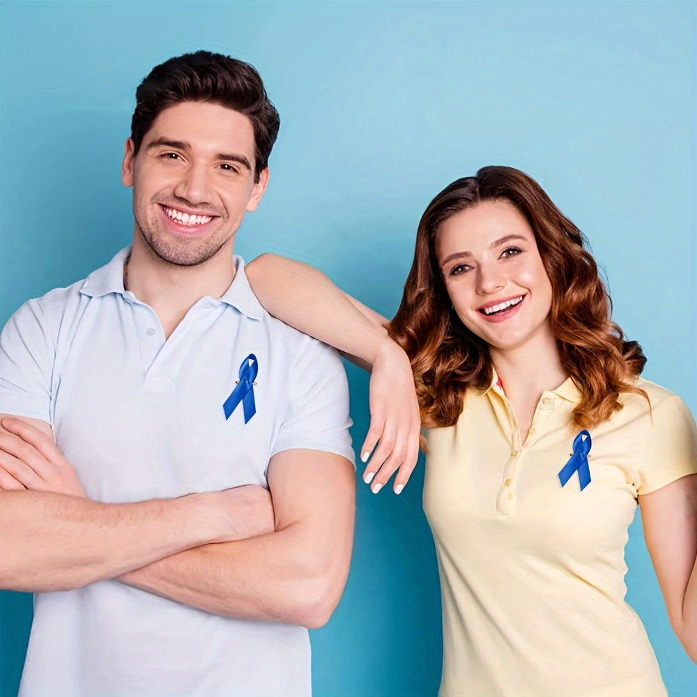 Blue Awareness Ribbon Pins in Minimalist Style - Set of 100, Made of Sturdy Material, Ideal for Charity Events and Social Causes to Show Support and Care