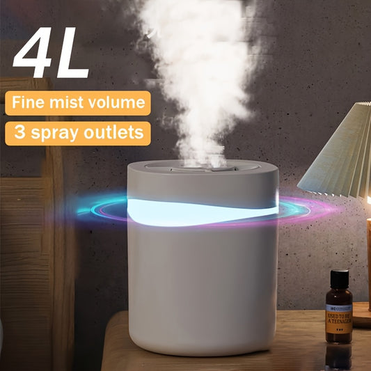 MOMMED Ultra-Quiet 4L Sovuq Bug' Humidifier & Aroma Diffuser - USB Quvvatlangan, Yuqori To'ldirish Dizayni, Qish Mavsumida Yotoqxona, Oila Xonasi, Ofisda Foydalanish Uchun 3 Spray Chiqish.