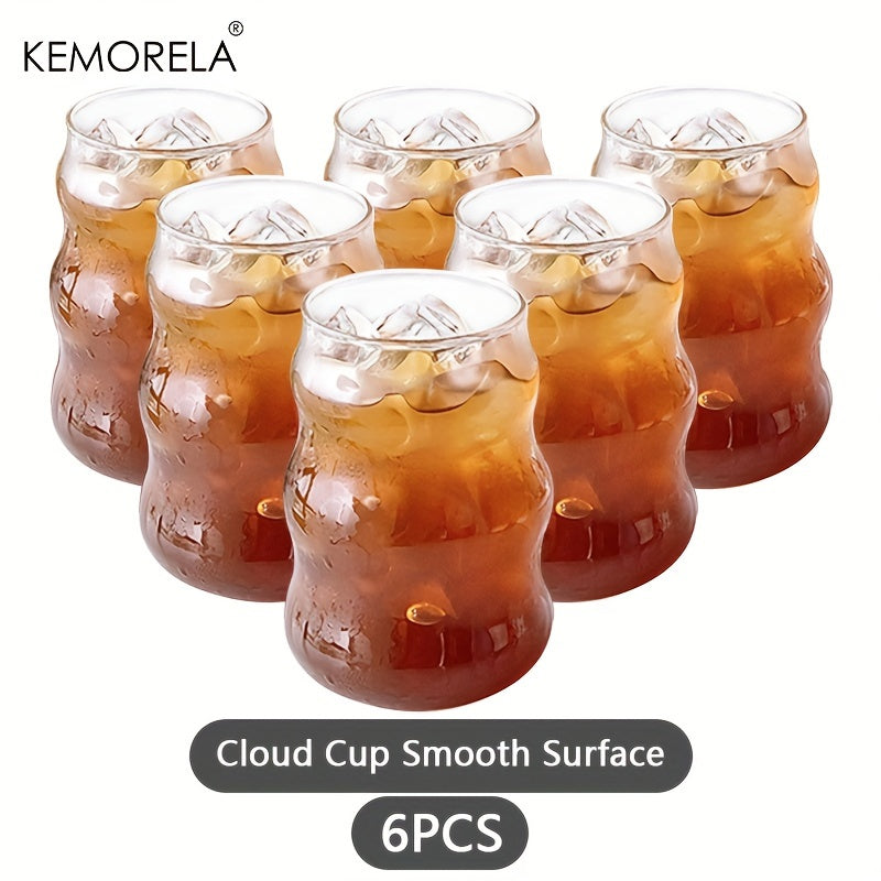 KEMORELA 4/6pcs 17OZ Wavy Glass Drinking Cups, Irregular Shaped Reusable Water Glasses, Multipurpose Iced Coffee Cups, Machine Washable, Home Kitchen Drinkware, 500ML

KEMORELA glass cups: 4/6pcs, 17oz, irregular shape, reusable, multipurpose for iced