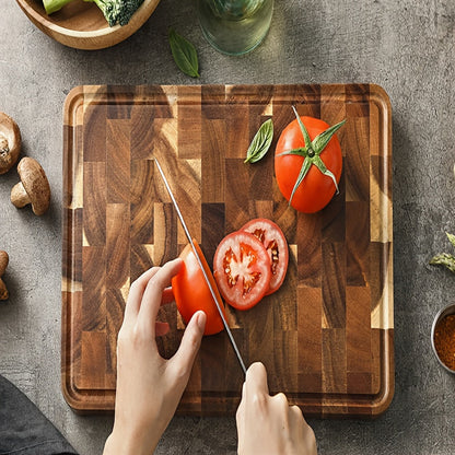 This Acacia Wood Cutting Board is Dual-Sided and Designed for Use with a Sink - Ideal for all Kitchen and Dining Needs, Especially during Holidays - Crafted from Food-Safe Solid Wood, Suitable for Chopping - Great for Christmas and Thanksgiving feasts