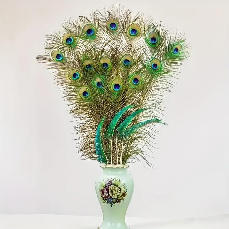 20 pieces of faux peacock feathers for DIY home decorations, hats, earrings, and ornaments. Accessorize with style!