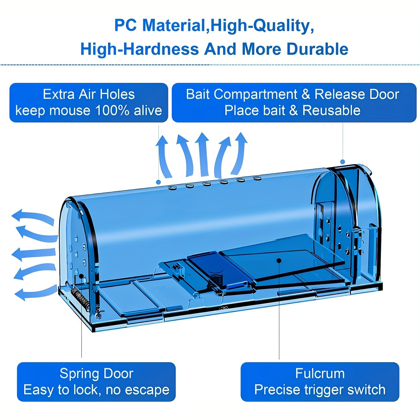 1pc Humane Mouse Trap, Easy To Set, Quick Effective Reusable And Safe For Families And Pets