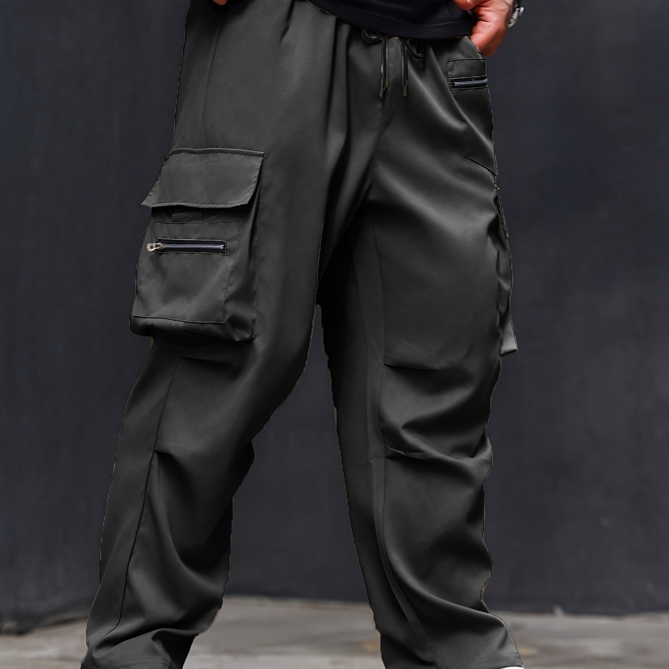 Plus size men's cargo pants with athletic and casual style, regular fit and pockets.