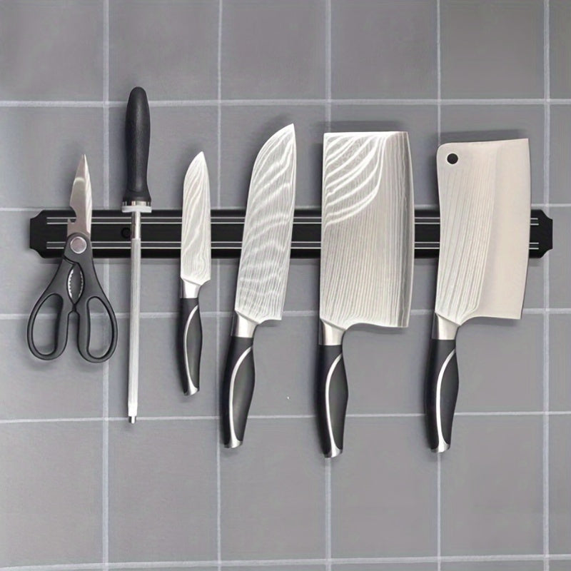 Kitchen Organization Magnetic Knife Holder - Durable Metal and Plastic Strip for Safe Storage of Knives, Scissors, and Tools