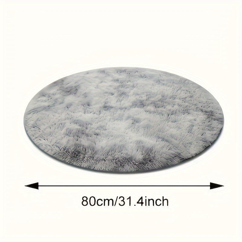 Plush Grey Round Area Rug - Luxuriously Soft, Stain-Resistant & Non-Slip, Cozy Carpet for Living Room or Bedroom, Perfect Indoor Home Decor, Polyester Material, Dry Clean Recommended, Great for Christmas and Holiday Season Décor