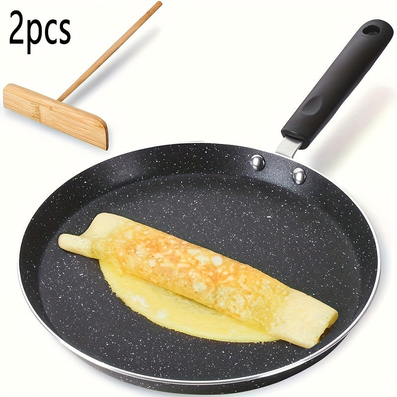 Aluminum Crepe Pan - 10.5 Inches with Diffuser, Non-Stick Granite Coating - Perfect for Pancakes, Egg Rolls, Tortillas, Dosa - Lightweight Skillet with Bakelite Handle, Induction Cooktop Compatible, Hand Wash Only, Free of PFOA & PTFE