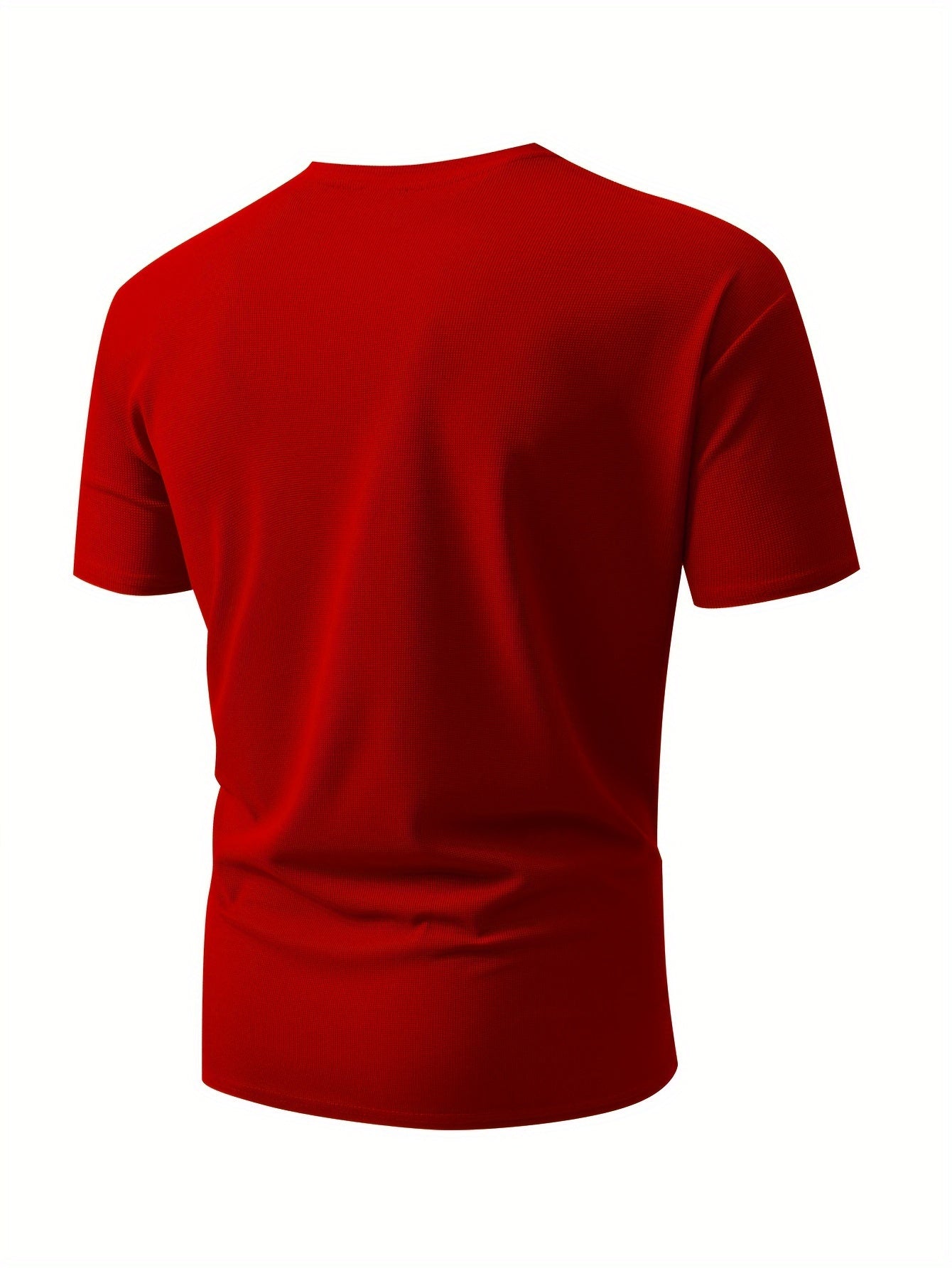 Men's summer outdoors activity top: Waffle knit, crew neck, short sleeve.