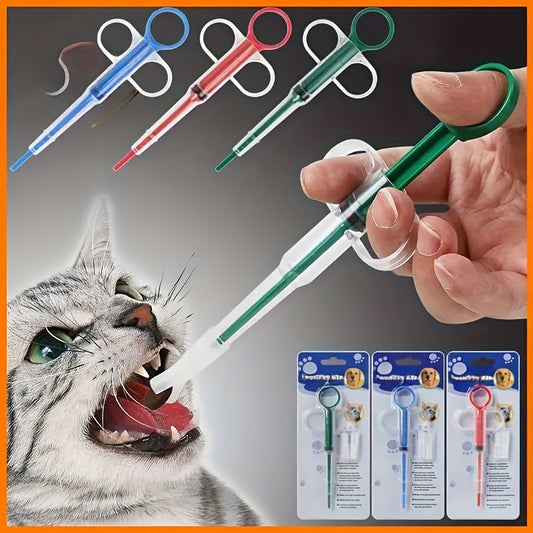 1pc Pet Medicine Feeder for cats, with soft tip and dual purpose design, also functions as a pill shooter. [Feeder For Animals Only]