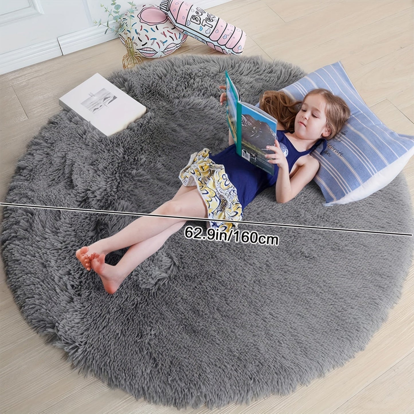 Round Large Ultra Soft Plush Rug - Non-slip and Waterproof Shaggy Throw Rug for Living Room, Bedroom, Nursery, Game Room, and Dormitory. Perfect Teenage Room Decoration - Room Decor (10.16cmX10.16cm)