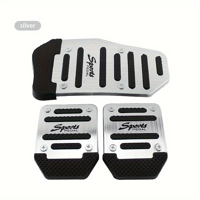 Set of 3 car pedal pads with anti-slip features for accelerator and brake pedals