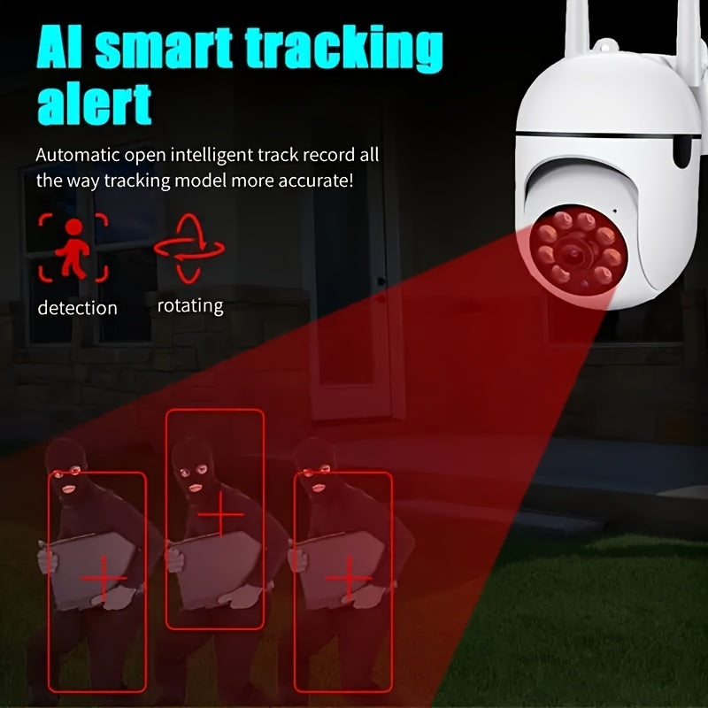 The WIFIAI Intelligent Human Tracking USB Camera offers HD wireless security with motion detection and alarm push. It also features video monitoring, remote control viewing, and pan tilt bidirectional audio. This outdoor camera is not waterproof, but is