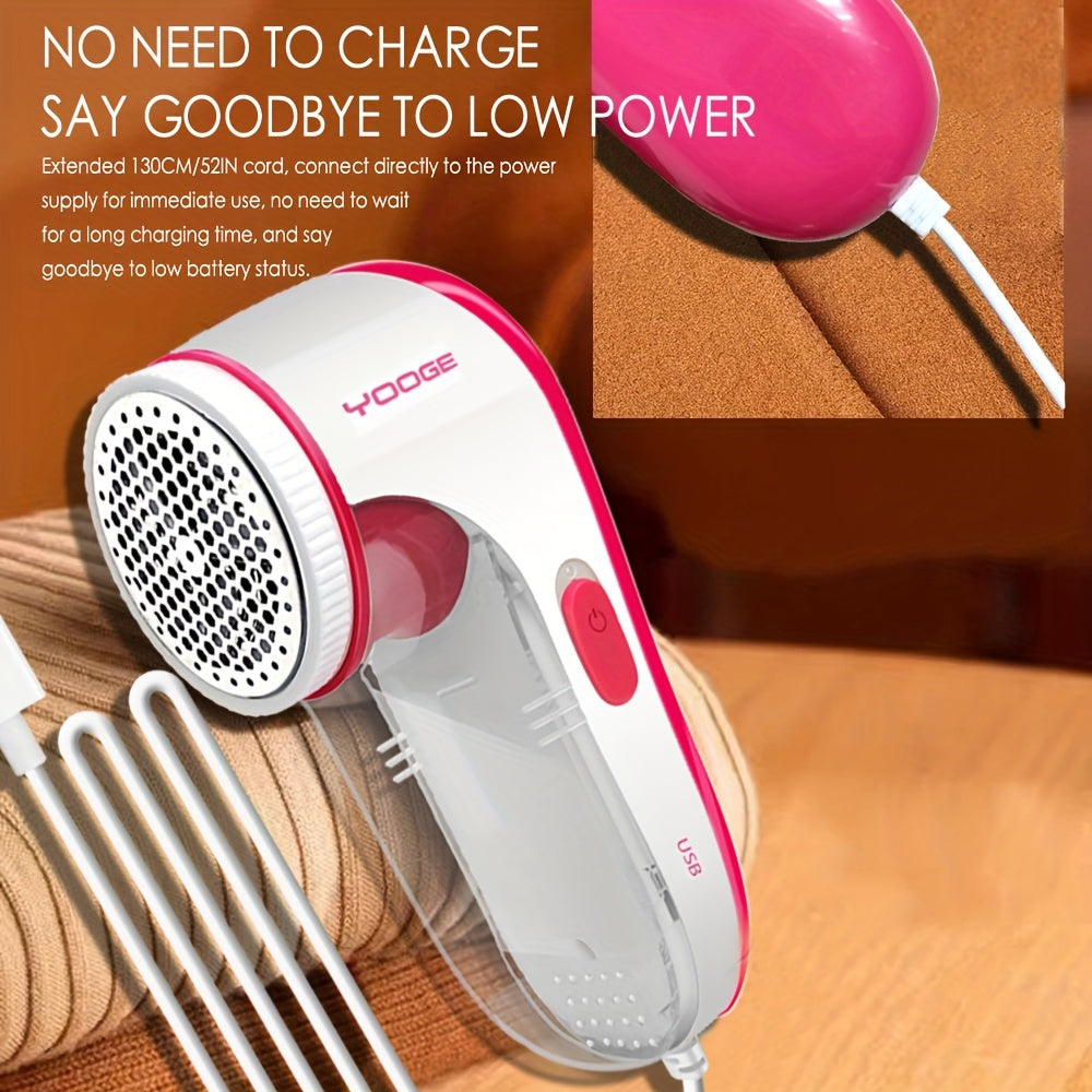 Fabric Shaver - USB Powered for removing lint balls and fuzz from clothing, sweaters, couches, bed sheets, and socks.