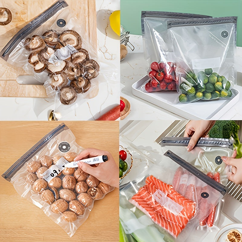 64-piece EFILNEERG set of vacuum food storage bags made from BPA-free plastic. These bags are airtight and leak-proof, come with secure clips, and are perfect for preserving food, vacuum cooking, and organizing your household. They are safe for contact