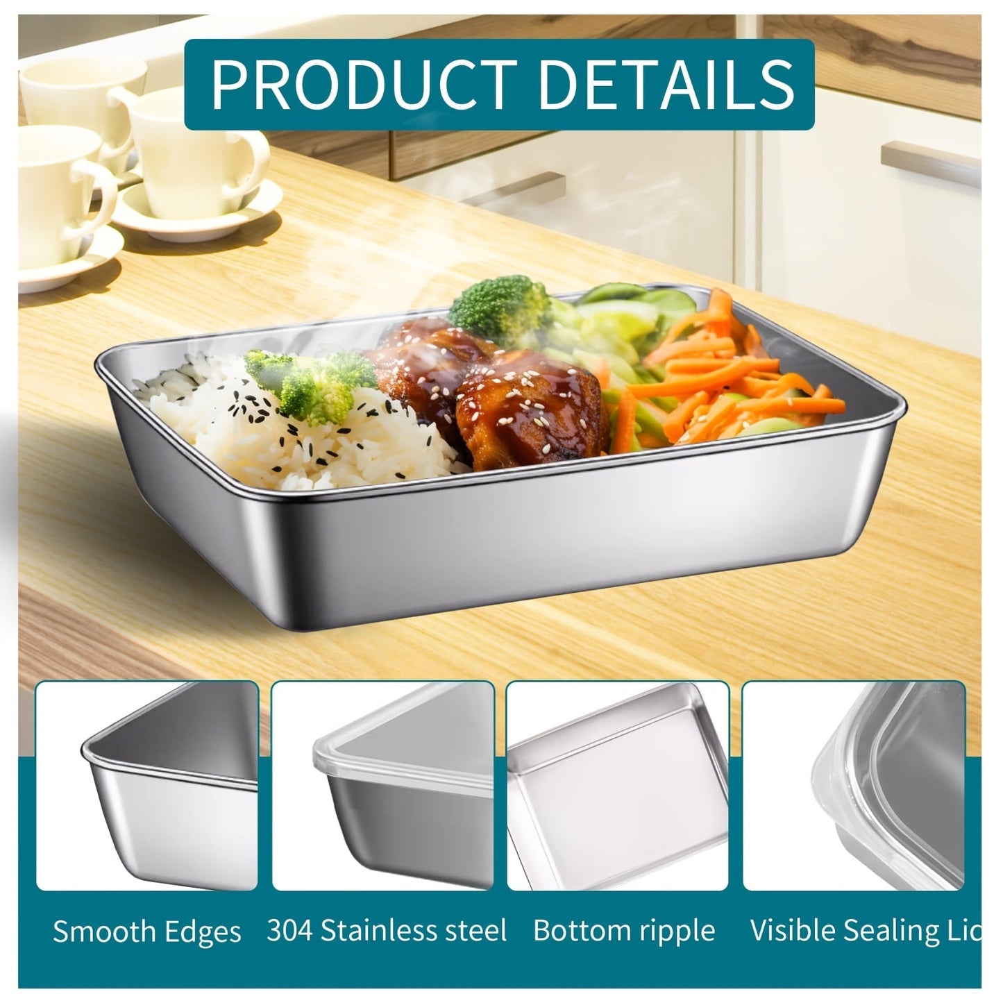 One or two pieces of a household kitchen baking pan made of thickened stainless steel, complete with a lid.