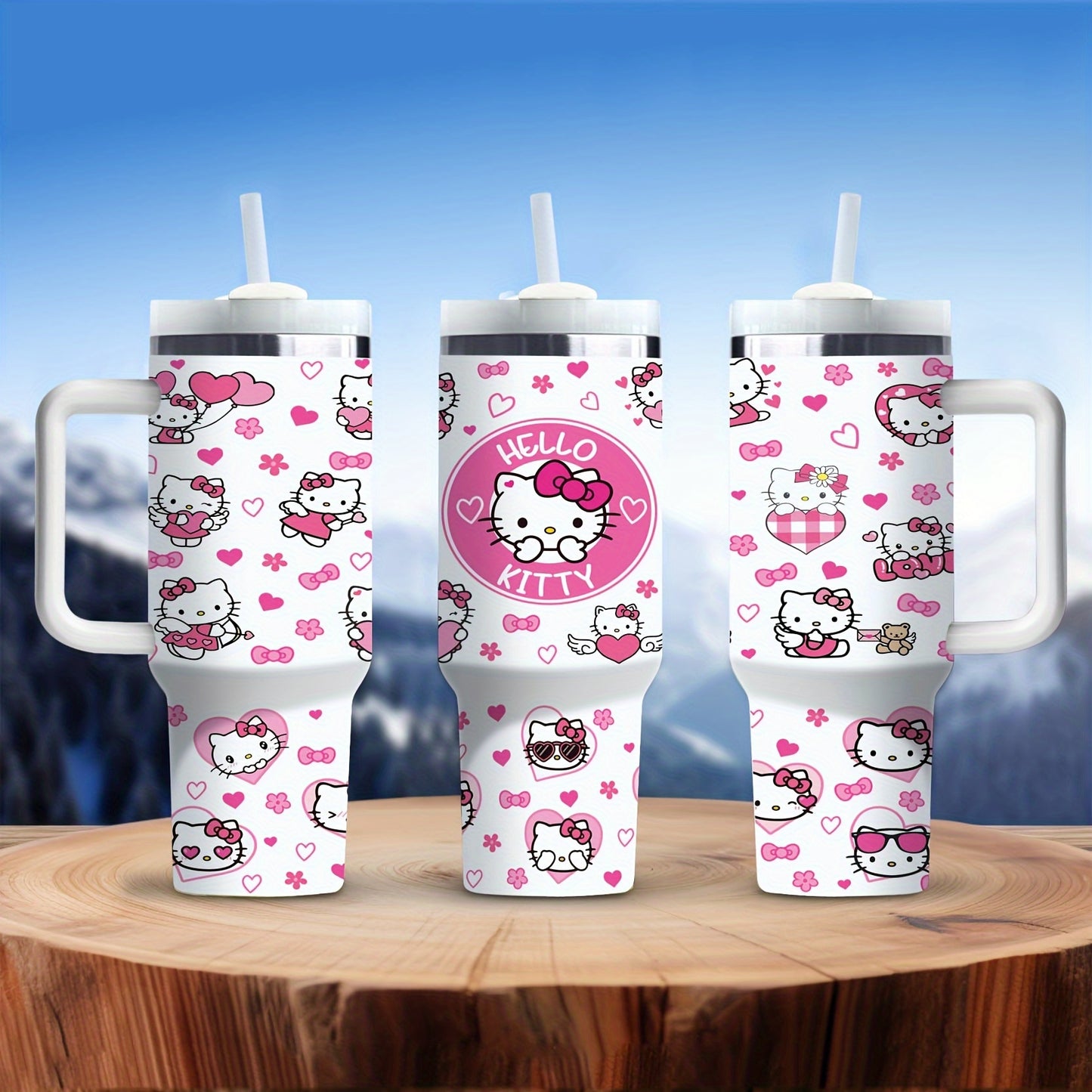 Sanrio Hello Kitty 40oz zanglamas po'lat idishi - Qiziqarli pushti dizayn, BPA-siz, issiq/sovuq ichimliklar, oila va do'stlar uchun sovg'a.