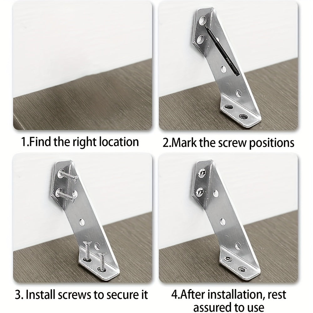 50pcs Heavy-Duty Stainless Steel Corner Brackets with Screws - 90° Angle Support, Scratch-Resistant, Easy Installation for Furniture & Wood Frames