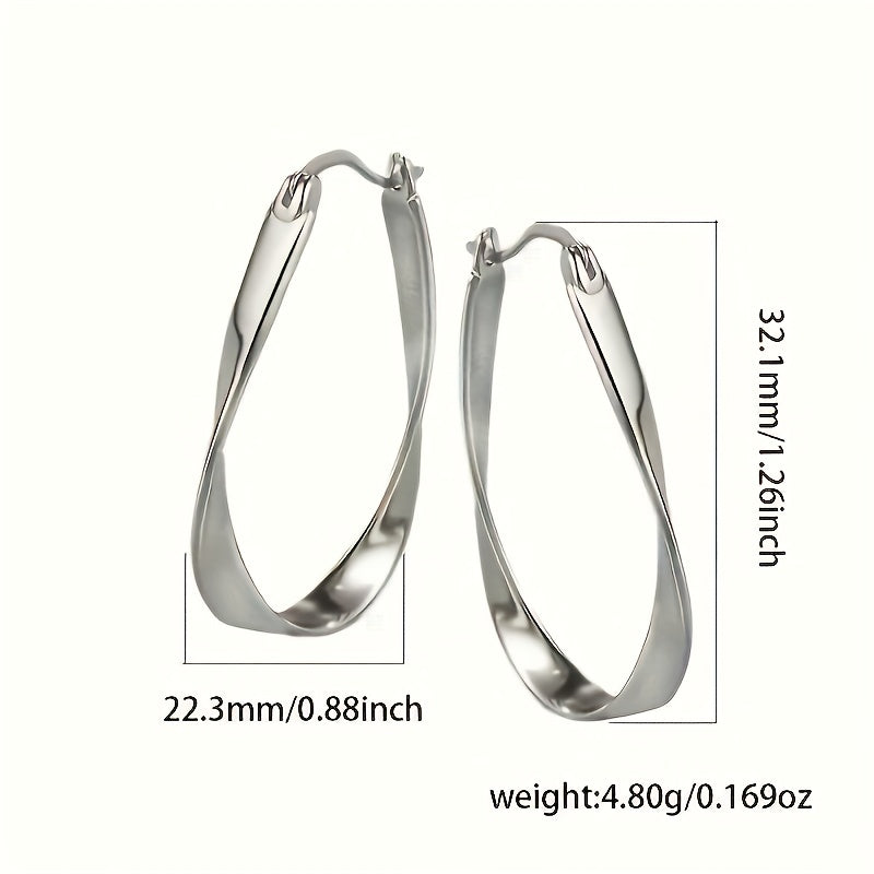 Sterling Silver Mobius Twist Hoop Earrings for Women - Elegant and Hypoallergenic, Ideal for Everyday Wear. The Perfect Gift Choice