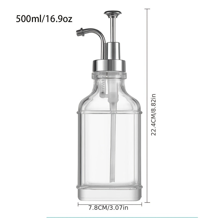 2 pieces of 500ml/16.9oz square crystal white glass material dispenser bottles for coffee syrup, milk tea syrup, or soap